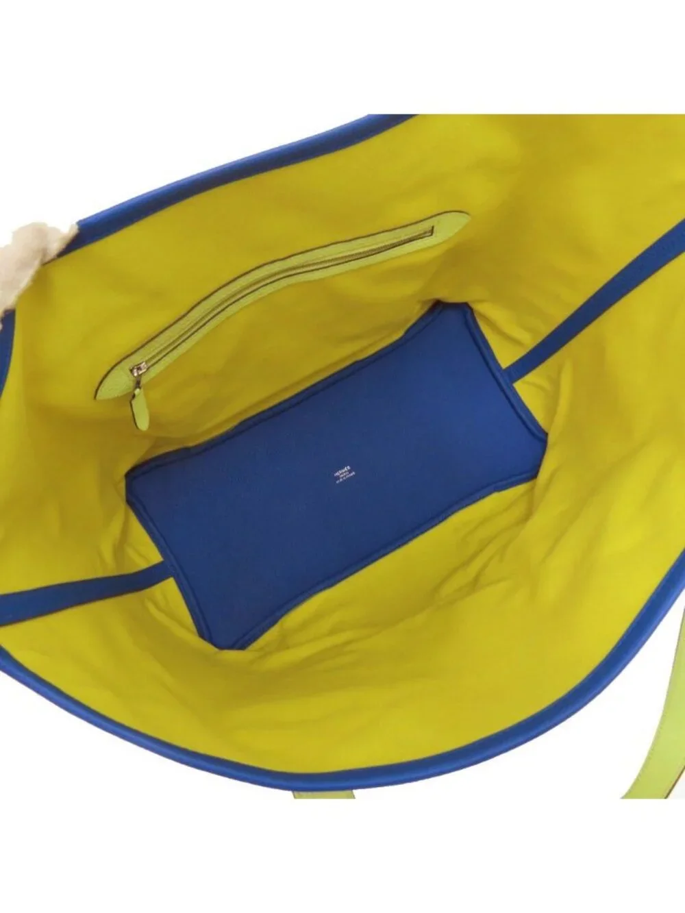 Hermes Pursangle Tote Silver Toile Military Canvas Taurillon Lime Veil - Picture 6 of 10